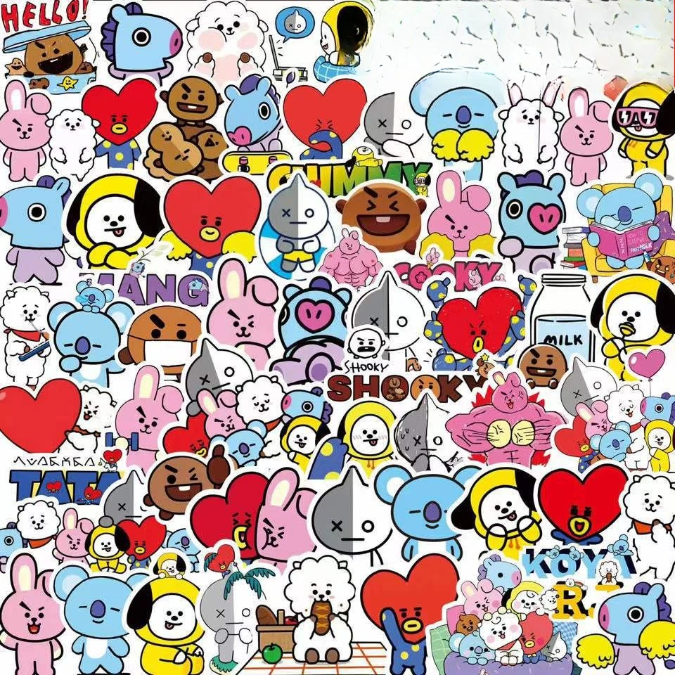 Kawaii BT21 Stickers Suitcases - Evoker Cosplay Prop ulasan dan harga