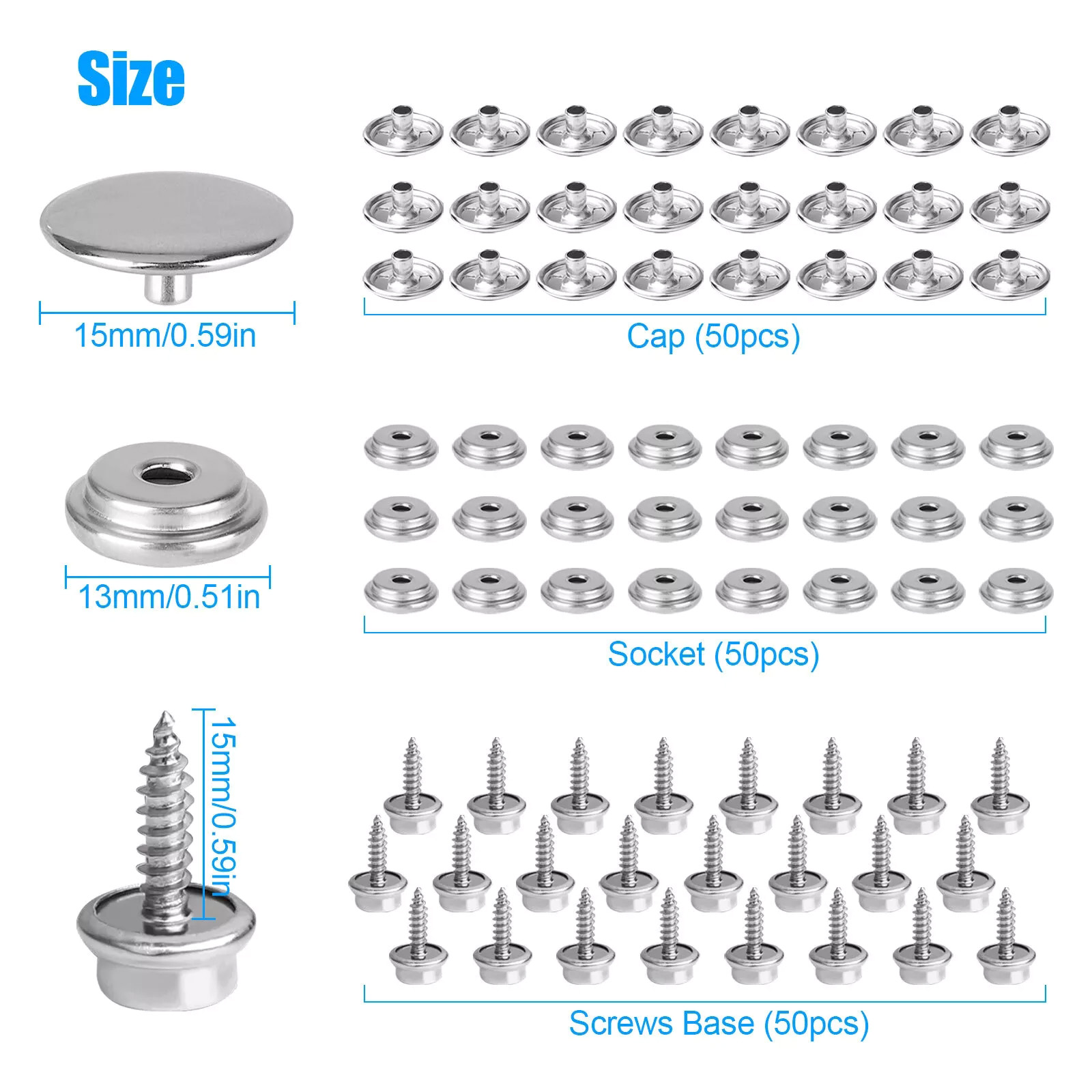 50 Set Stainless Steel Boat Ma - Snap Fastener Set ulasan dan harga