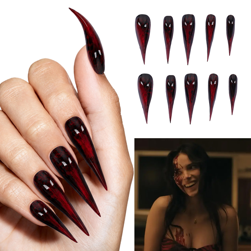 Nikki Cosplay Red False Nails  - Cosplay Prop Painting ulasan dan harga